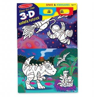 Раскрась по цветам "Космос, динозавры", с 3D очками фото книги