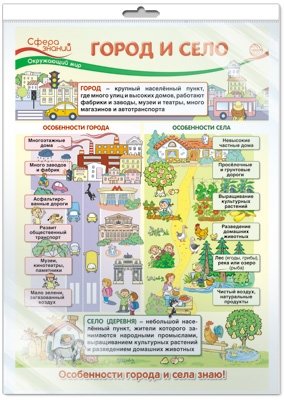 Плакат А3 "Город и село. Окружающий мир в начальной школе" (в пакете) фото книги