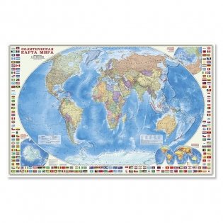 Политическая карта мира с флагами. Настенная карта (масштаб 1:24 млн) фото книги