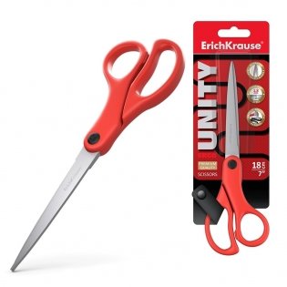 Ножницы "Unity Asymmetric", красные, 18 см фото книги