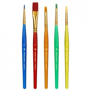 Набор кистей Мульти-Пульти "Чебурашка", 5 шт., синтетика, круглая № 3, плоские № 2, 6, 14, овальная № 1, блистер. Арт. НКЧБ_53002 фото книги 2