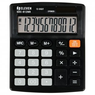 Калькулятор настольный Eleven SDC-812NR, 12 разрядов, двойное питание, 127х105х21 мм, черный. Арт. SDC-812NR фото книги 2
