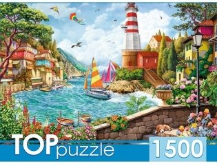 Пазлы "Toppuzzle. Маяк в приморском городе", 1500 элементов фото книги
