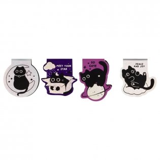 Закладки магнитные для книг, 4шт., MESHU "Meow Space", голографическая фольга фото книги 5