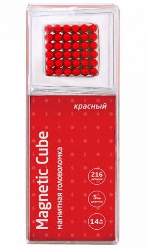 Магнитная головоломка "Magnetic Cube", красный, 216 шариков, 5 мм фото книги