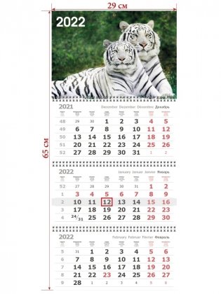 Календарь квартальный "Белые тигры" на 2022 год фото книги