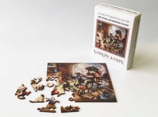 Фигурный деревянный пазл "Кошкин домик", 51 элемент фото книги