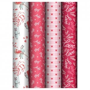Упаковочная бумага глянц. 70х100 см, MESHU "Love", 80 г/м2, ассорти, 4 дизайна. Арт. MS_62827 фото книги