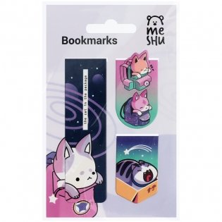 Закладки магнитные для книг, 3 шт., MESHU "Catbox" фото книги 2