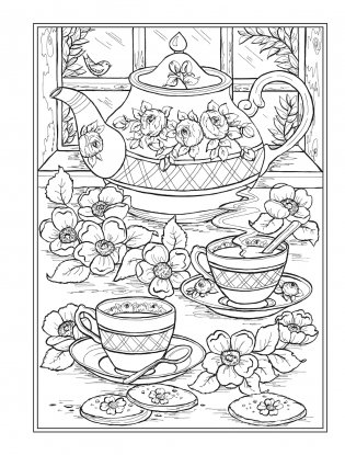 Creative Haven Afternoon Tea Coloring Book фото книги 4