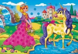 Мозаика из пуговиц "Принцесса с лошадкой на прогулке", А4 фото книги