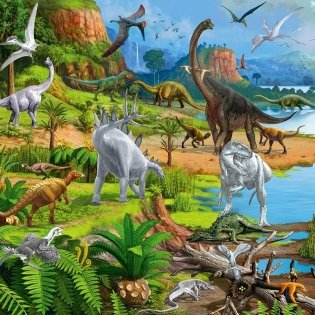 Динозавры. Книжка-панорамка с наклейками фото книги 2
