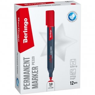 Маркер перманентный Berlingo "Multiline PE320" красный, пулевидный, трехгранный, 3 мм. Арт. BMc_17203 фото книги 3