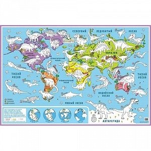 Карта-раскраска настенная "Карта мира. Динозавры" фото книги