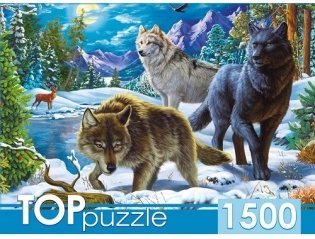 Пазлы "Toppuzzle. Волки в ночном лесу", 1500 элементов фото книги
