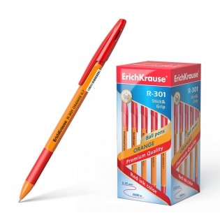 Ручка шариковая "R-301 ORANGE 0.7 Stick&Grip", красная фото книги 2