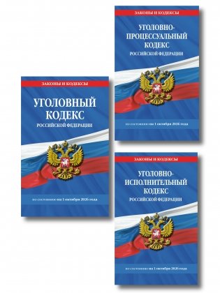 Комплект из 3-х книг: Уголовный кодекс РФ. По сост. на 01.10.26/ УК РФ + Уголовно-процессуальный кодекс РФ по сост. на 01.10.26 / УПК РФ + Уголовно-исполнительный кодекс РФ по сост. на 01.10.26 / УИК РФ (ИК) фото книги