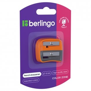 Точилка пластиковая Berlingo "Color Zone Duo", 2 отверстия, для цветных и ч/г карандашей, блистер, ассорти. Арт. BBp_15041 фото книги 7