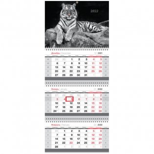 Календарь квартальный на 2022 год "Mini. Символ года", 195x445 мм фото книги