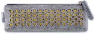 Пенал школьный "Желтые сердца на сером", 20x5,5x5,5 см фото книги