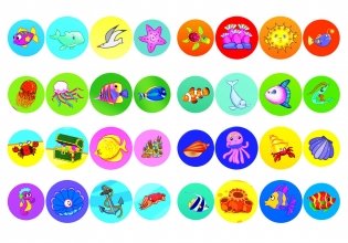 Морские обитатели. Первые раскраски с цветным контуром для малышей (16 ярких рисунков, 32 большие наклейки) фото книги 4