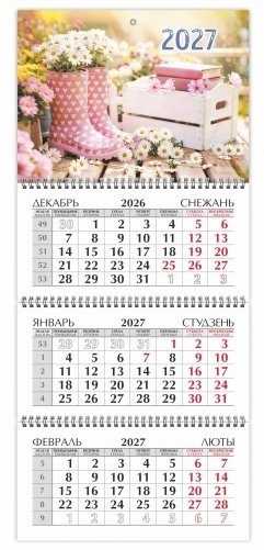 Календарь настенный квартальный на 2027 год. "Ромашки" фото книги