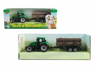 Игрушка "Трактор лесовоз", с прицепом (19 см) фото книги