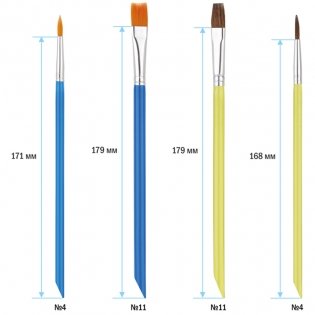 Набор кистей ArtSpace 4шт., Пони, круглая №5, плоская №9, Нейлон, круглая №4, плоская №9, пакет, европодвес фото книги 3