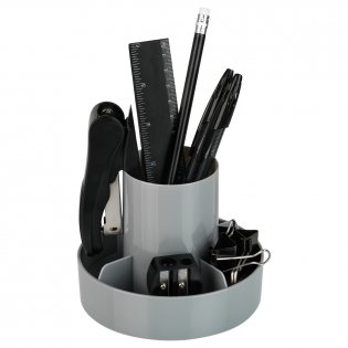 Настольная подставка СТАММ "Метеор", пластиковая, серая фото книги 4