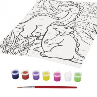 Раскраска по номерам "Динозавры", А4, с акриловыми красками фото книги 2