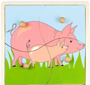 Деревянный пазл "Свинья с поросенком" фото книги
