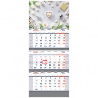 Календарь квартальный на 2022 год "Standard. White flowers", 295x700 мм фото книги