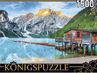 Пазлы "Konigspuzzle. Италия. Озеро Брайес в Альпах", 1500 элементов фото книги