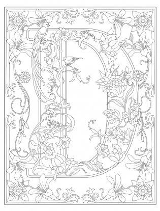 Creative Haven Beautiful Floral Alphabet Designs coloring book фото книги 4