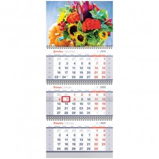 Календарь квартальный на 2020 год "Standard. Цветы", с бегунком, 295x700 мм фото книги