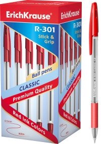 Ручка шариковая "Classic. R-301. Stick amp Grip", красная фото книги