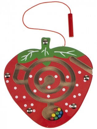 Деревянная игрушка "Лабиринт с шариками. Клубника", 14,5х14,5 см фото книги