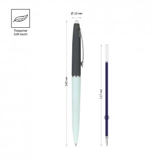 Ручка шариковая автоматическая OfficeSpace "Business", синяя, 0,7 мм, soft-touch, корпус ассорти фото книги 3
