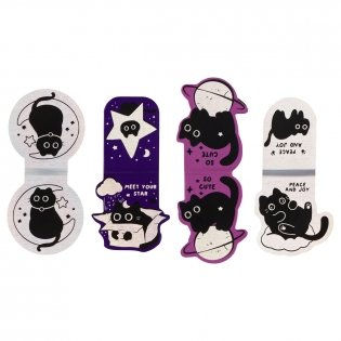 Закладки магнитные для книг, 4шт., MESHU "Meow Space", голографическая фольга фото книги 7