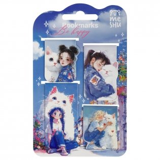 Закладки магнитные для книг, 4 шт., MESHU Be happy, матовая ламинация. Арт. MS_66069 фото книги 2