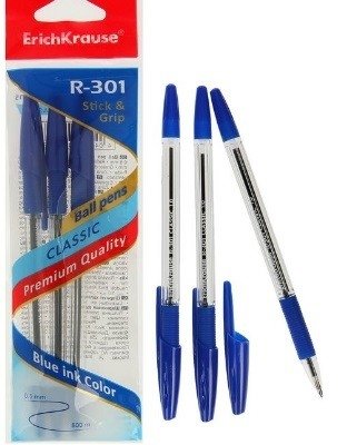 Ручки шариковые "R-301 Classic Stick&Grip", 1 мм, 3 штуки фото книги