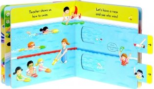 Busy Swimming: Push, Pull and Slide the Scenes to Bring the Swimming Pool to Life! Board book фото книги 2
