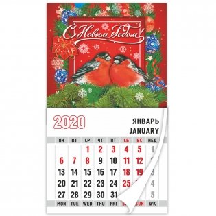 Календарь на 2020 год "Снегири", на магните, 74х75 см фото книги