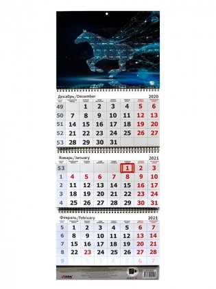 Календарь квартальный на 2021 год "Неон. Лошадь" фото книги
