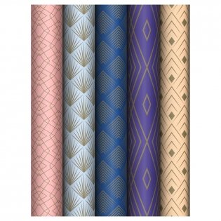 Упаковочная бумага глянц. 70х100 см, MESHU "Strict lines", 80 г/м2, ассорти, 5 дизайнов. Арт. MS_62831 фото книги