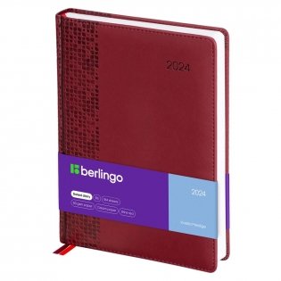 Ежедневник датированный 2024 г., А4-(В5), 184л., кожзам, Berlingo Vivella Prestige, бордовый фото книги