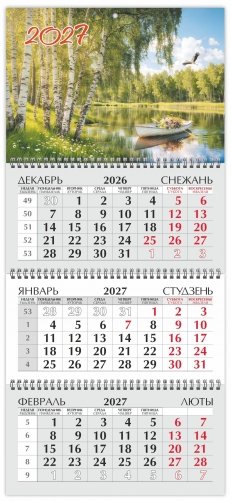 Календарь настенный квартальный на 2027 год. "Березовая роща" фото книги