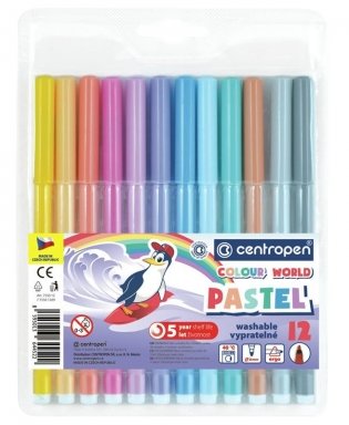 Фломастеры Centropen "Colour World. Pastel", 12 цв., 2 мм, смываемые, блистер. Арт. 7 7550 1287 фото книги