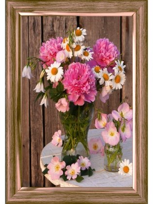Алмазная мозаика квадратная 22x32 (класс.)с подр.,полн.зап.(25 цв.) Цветы в прозрачной вазе фото книги